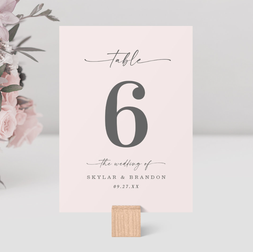 Wedding Table Numbers - Blush Pink Simplicity