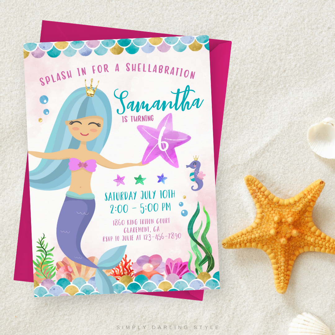 Magical Mermaid Birthday Invitation